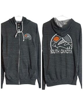Prairie Mountain South Dakota Graphic Hooded Zip Front Sweatshirt Hoodie